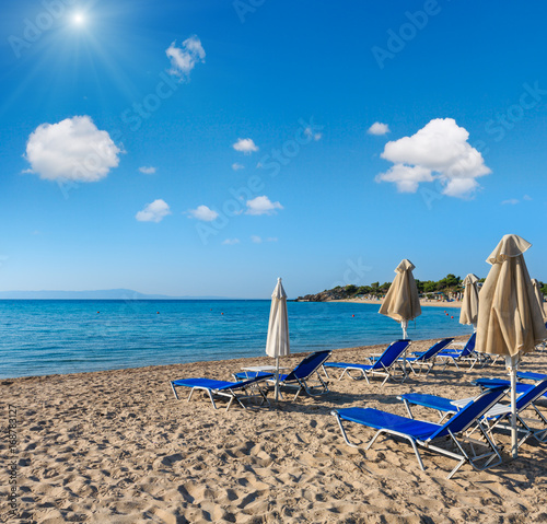 Summer morning beach (Chalkidiki, Greece).