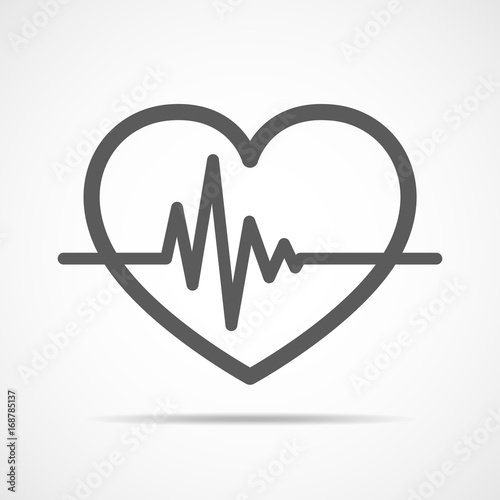 Heart with heartbeat sign. Vector illustration.