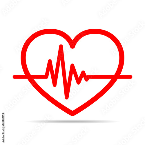Heart with heartbeat sign. Vector illustration.
