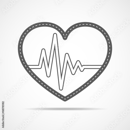 Heart with heartbeat sign. Vector illustration.