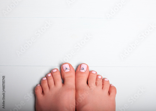 pink pedicure with Rhinestones