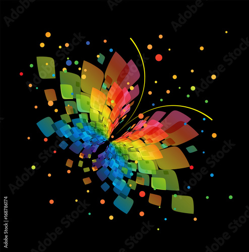 Splash butterfly on black background