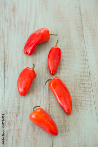 Five Red Sweet Bell Peppers
