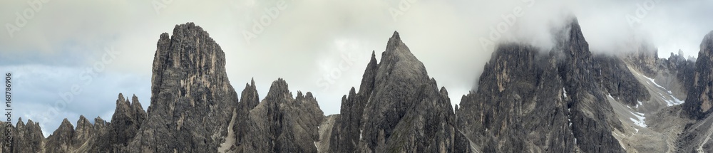 panorama of sharped rocks in Italy in cloudy day