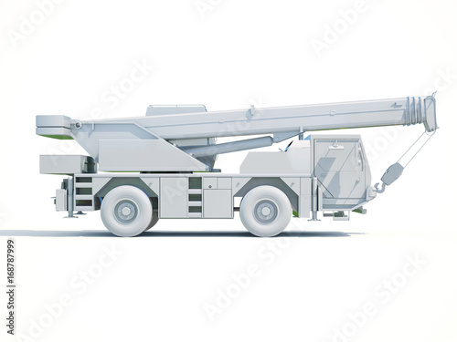 Truck Mounted Crane on White