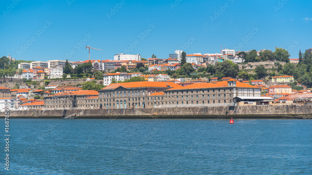 Porto, Portugal, panorama of the river Douro and tiles roofs
