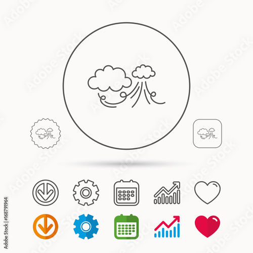 Wind icon. Cloud with storm sign.