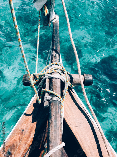Front of a sail boat photo