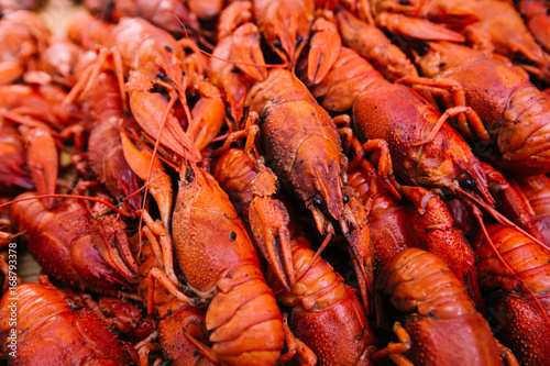 Big red boiled crawfish to beer