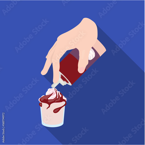 Preparation of a delicious dessert with cream. Dessert single icon in flat style vector symbol stock illustration web.
