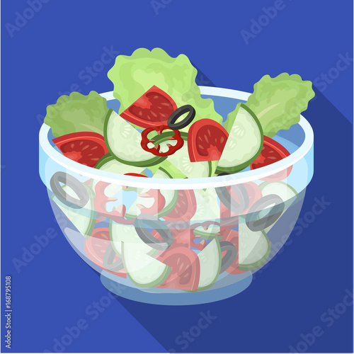 Delicious vegetable salad. Vegetarian food single icon in flat style vector symbol stock illustration web. photo