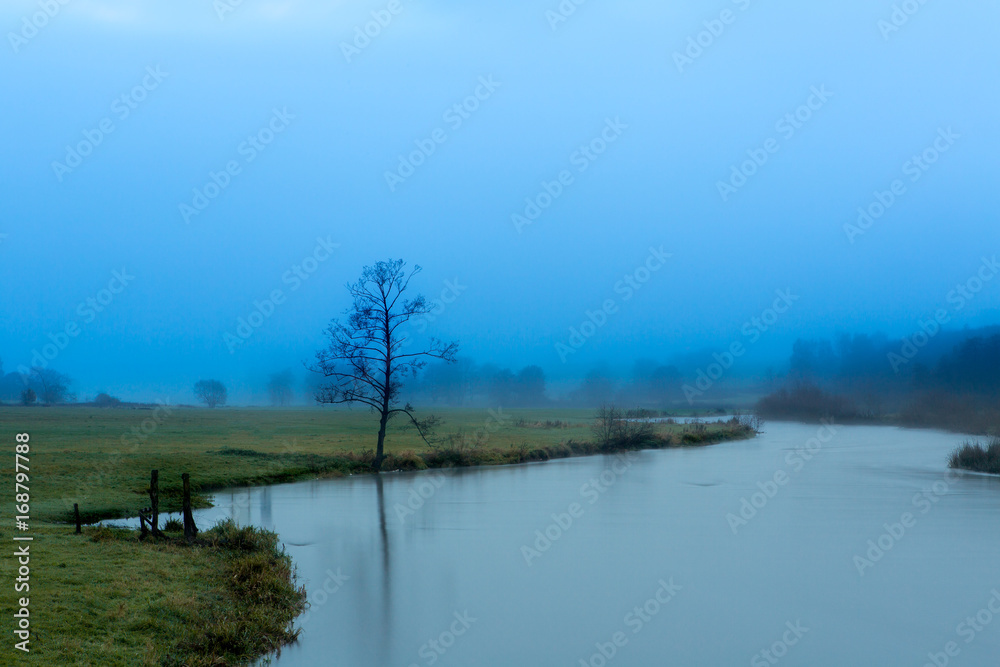 Misty autumn river Semois