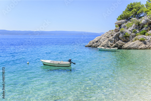 Beach in Brela on Makarska Riviera. Croatia.