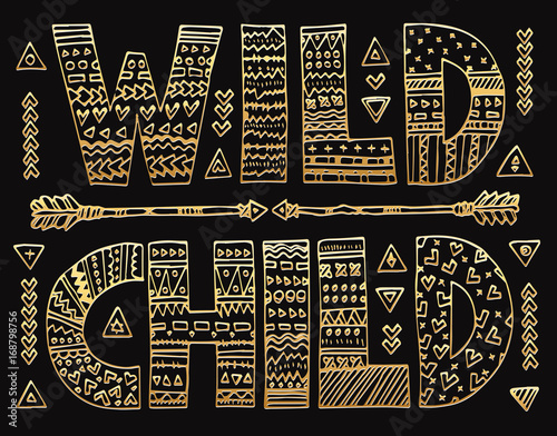 golden Wild child lettering