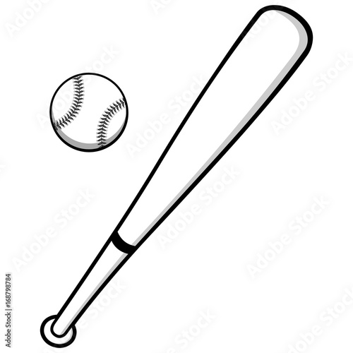 Baseball and Bat Illustration