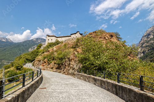 фотография Fort Bard, Valle d'Aosta, Italy - August 18, 2017: Historic military construction defence Fort Bard