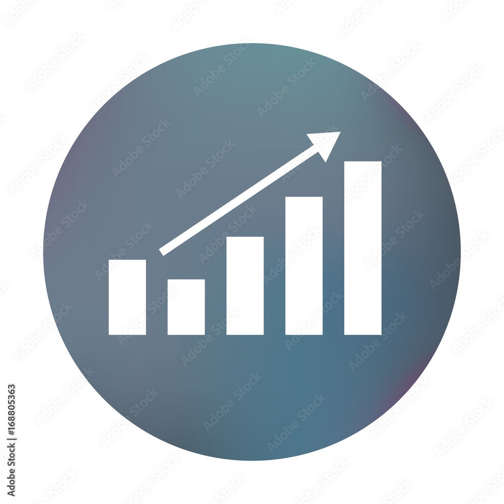 Farbiger Button - ansteigender Graph mit Pfeil Farbiger Button - ansteigender Graph mit Pfeil