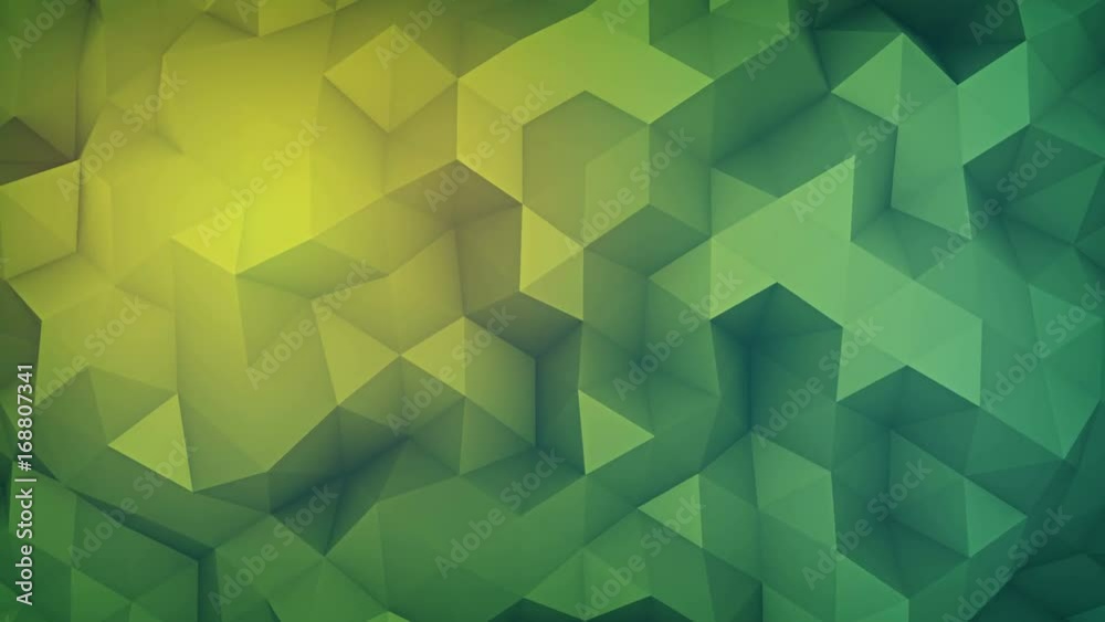 Green low poly shape vibrates. Computer generated seamless loop abstract motion background. Smooth 3D animation 4k UHD (3840x2160)
