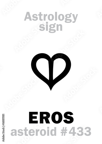 Astrology Alphabet: EROS, asteroid #433. Hieroglyphics character sign (single symbol).