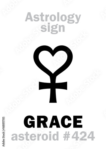 Astrology Alphabet: GRACE, asteroid #424. Hieroglyphics character sign (single symbol).