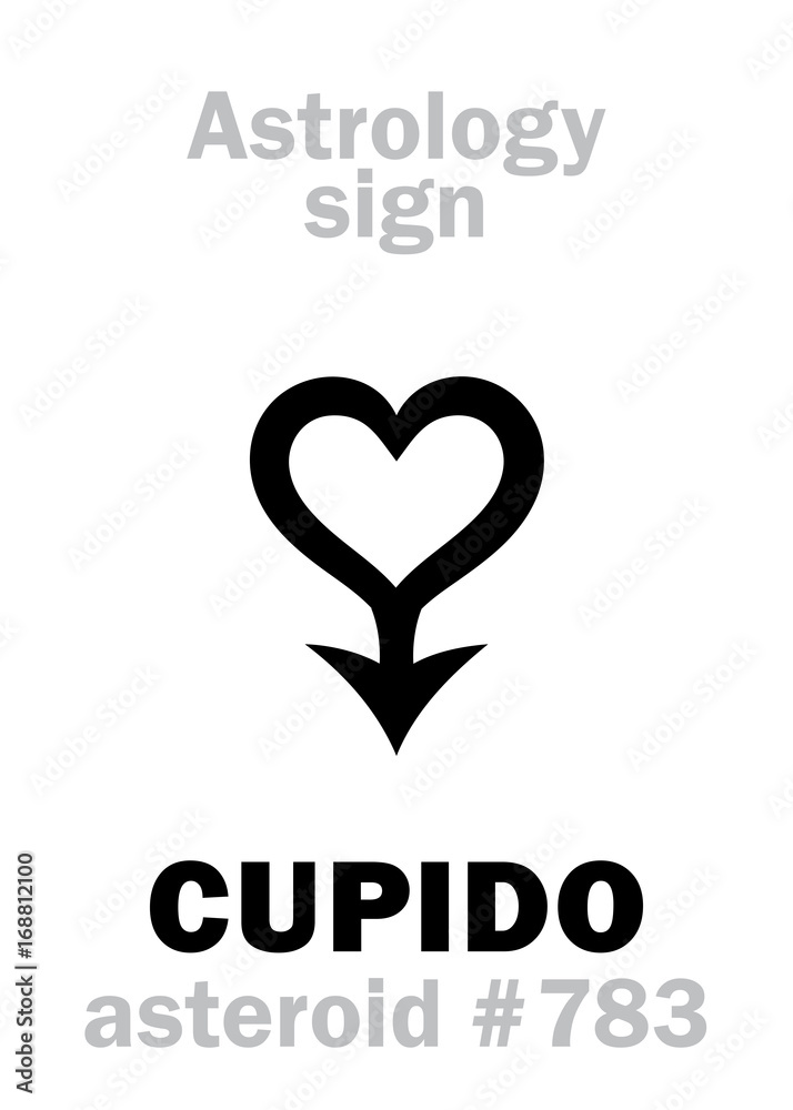 Astrology Alphabet: CUPIDO, asteroid #783. Hieroglyphics character sign (single symbol).