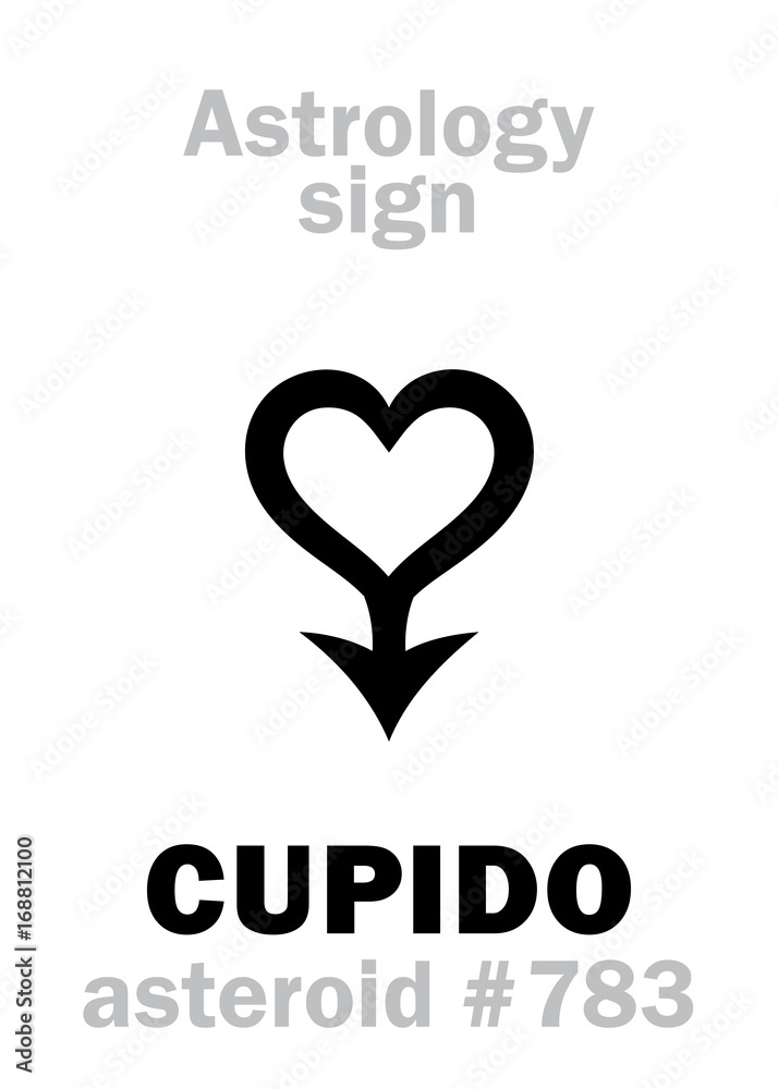 Astrology Alphabet: CUPIDO, asteroid #783. Hieroglyphics character sign (single symbol). Astrology Alphabet: CUPIDO, asteroid #783. Hieroglyphics character sign (single symbol).