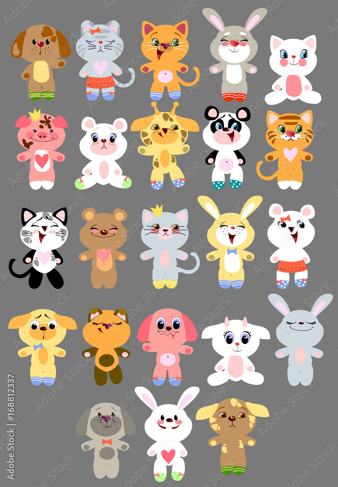 Cute animals vector set