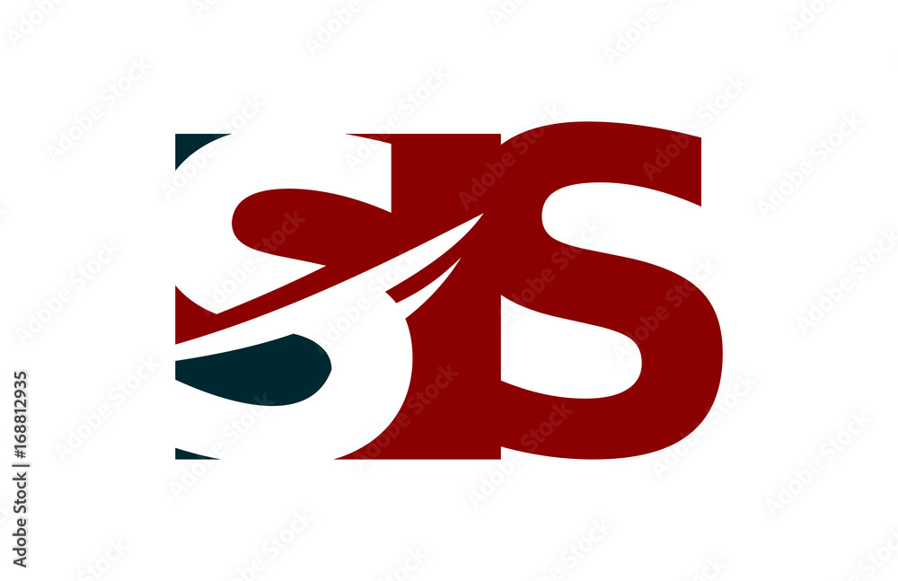 SS Red Negative Space Square Swoosh Letter Logo SS Red Negative Space Square Swoosh Letter Logo