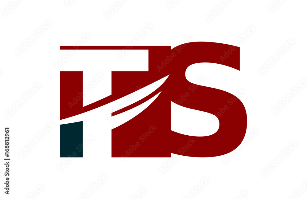 TS Red Negative Space Square Swoosh Letter Logo TS Red Negative Space Square Swoosh Letter Logo