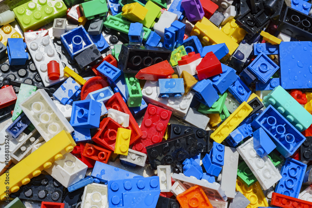 Close up detail shot of many toy bricks Close up detail shot of many toy bricks