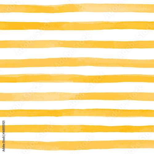 Beautiful seamless pattern with Orange yellow watercolor stripes. hand painted brush strokes, striped background. Vector illustration
