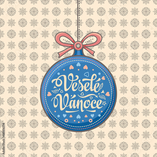 Vesele Vanoce Greeting Card in ball form.