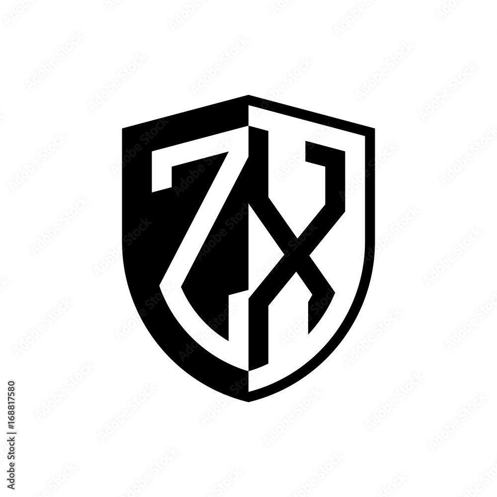 Initial two letter logo shield vector black