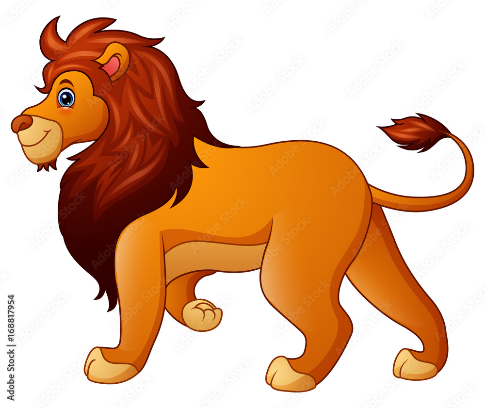 Naklejka premium Cartoon funny lion