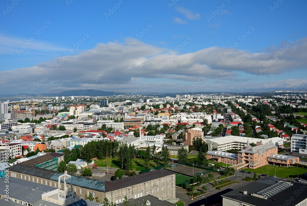 View of the city from Hallgrimskirkja, Reykjavik, Iceland