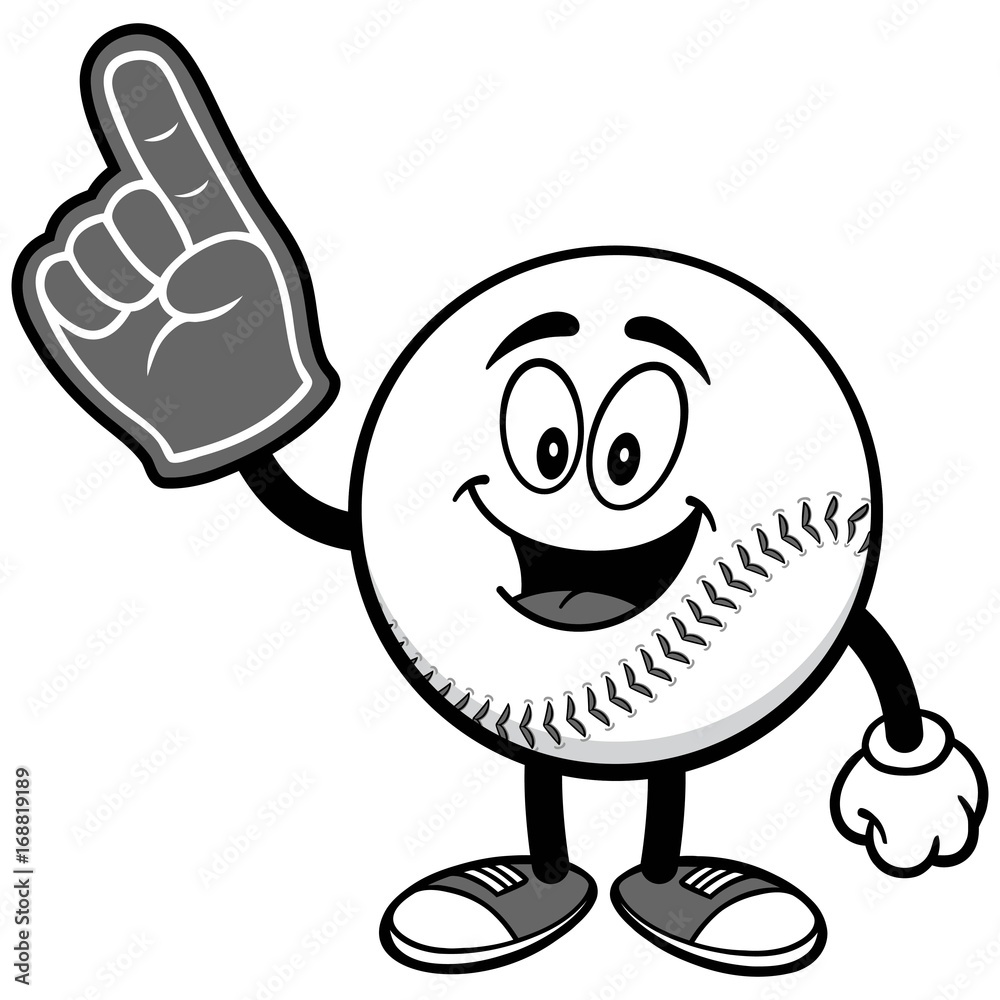 Baseball Mascot with Foam Finger Illustration Baseball Mascot with Foam Finger Illustration