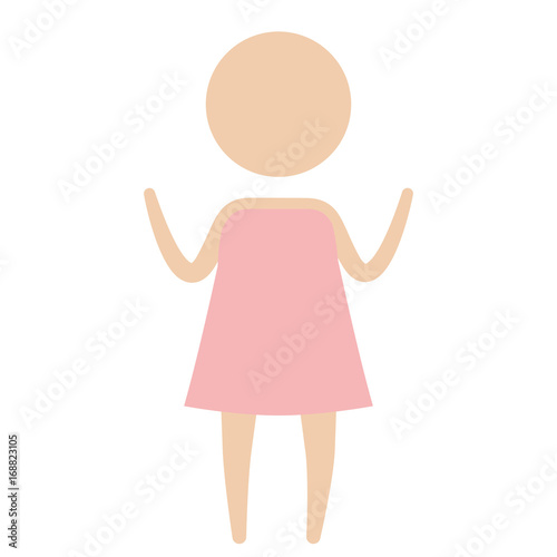 color pictogram silhouette girl in dress with hands up vector illustration
