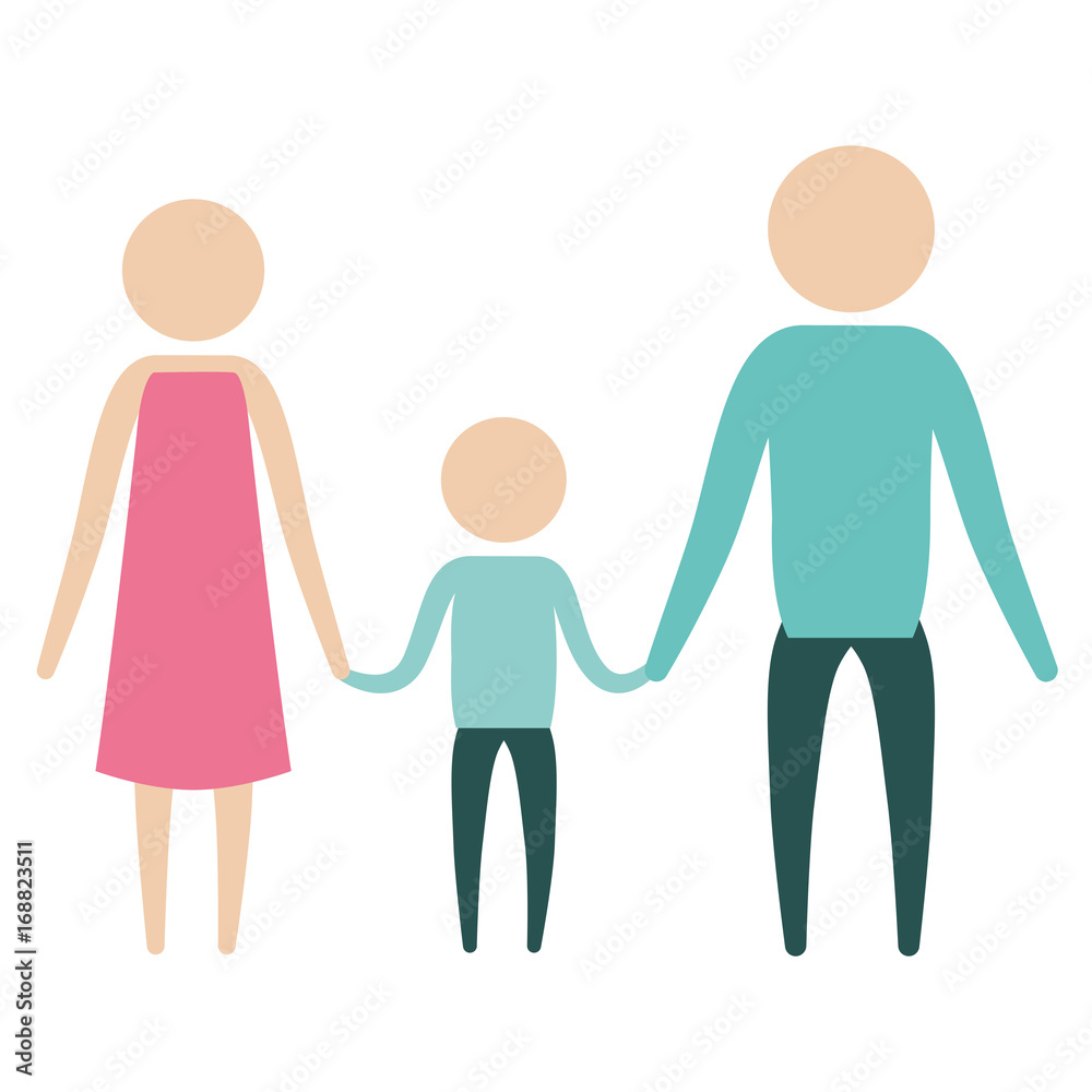 custom made wallpaper toronto digitalcolor silhouette pictogram parents with a boy holding hands in clothes vector illustration