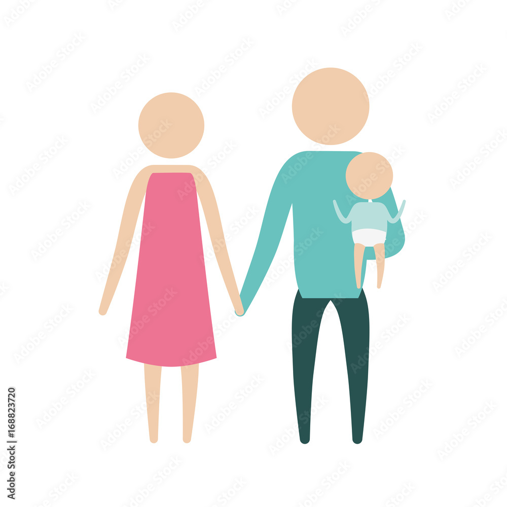 color silhouette pictogram parents with a little boy carrying in clothes vector illustration color silhouette pictogram parents with a little boy carrying in clothes vector illustration