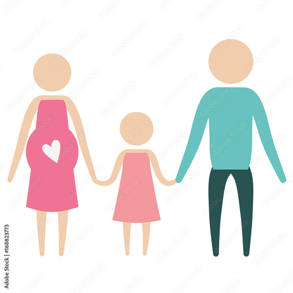 custom made wallpaper toronto digitalcolor silhouette pictogram parents with mother pregnancy and girl holding hands vector illustration