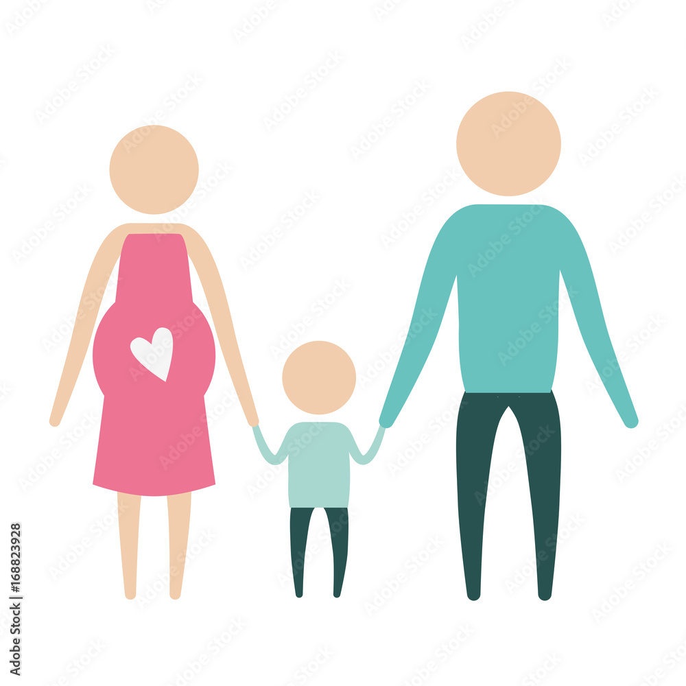 custom made wallpaper toronto digitalcolor silhouette pictogram parents with mother pregnancy and little boy holding hands vector illustration