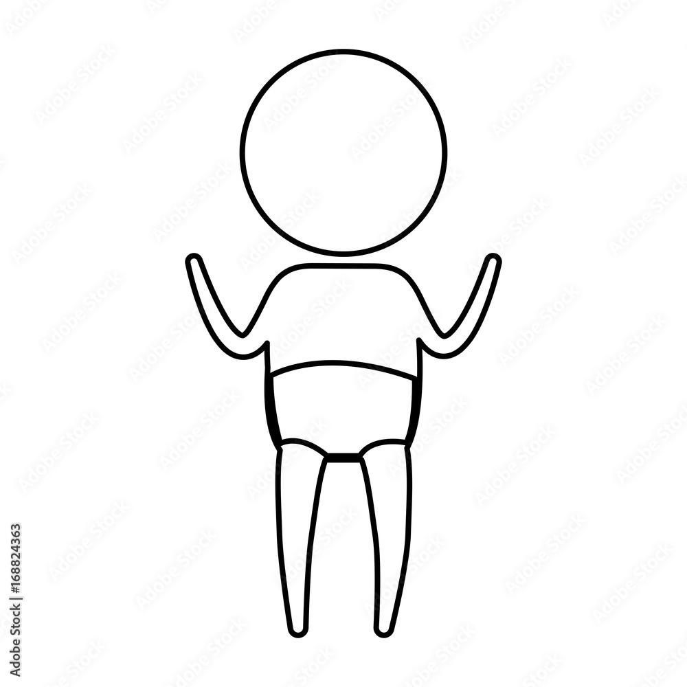 sketch silhouette of pictogram little boy standing in knickers with hands up vector illustration sketch silhouette of pictogram little boy standing in knickers with hands up vector illustration