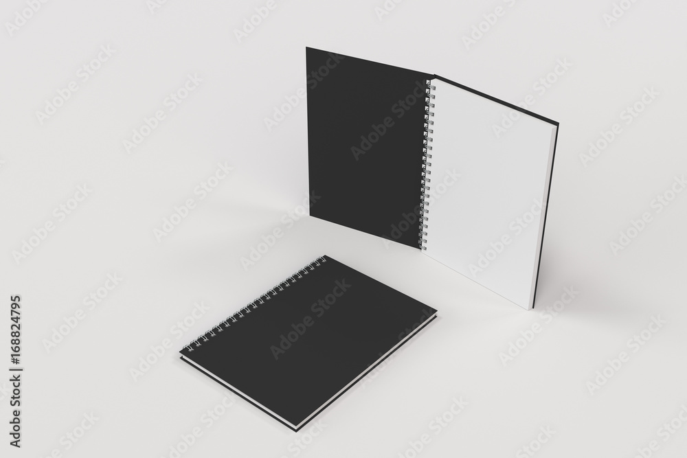 Two notebooks with spiral bound on white background Two notebooks with spiral bound on white background