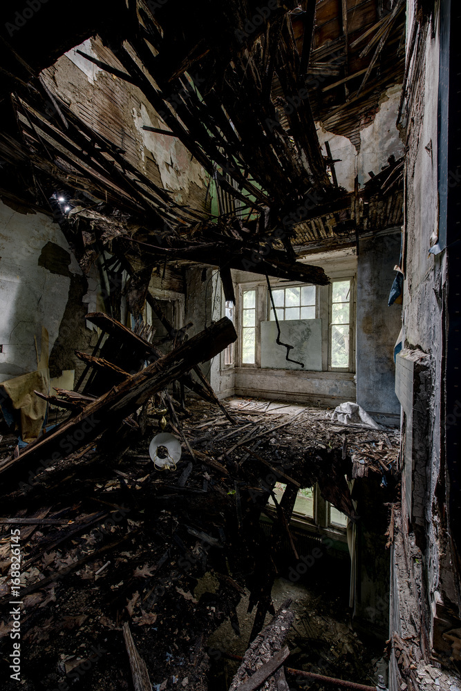 Collapsing Floor with Open Door - Abandoned House
