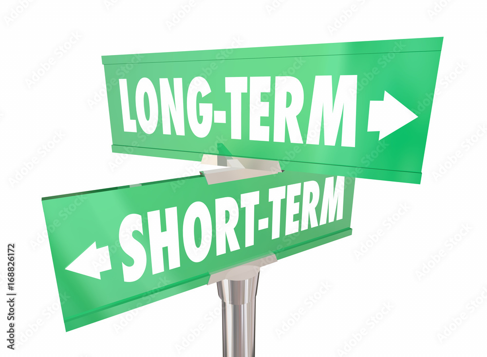 Long Vs Short Term Signs Words Extend Time 3d Illustration Stock