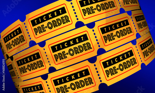 Ticket Pre-Order Early Reservation 3d Illustration photo