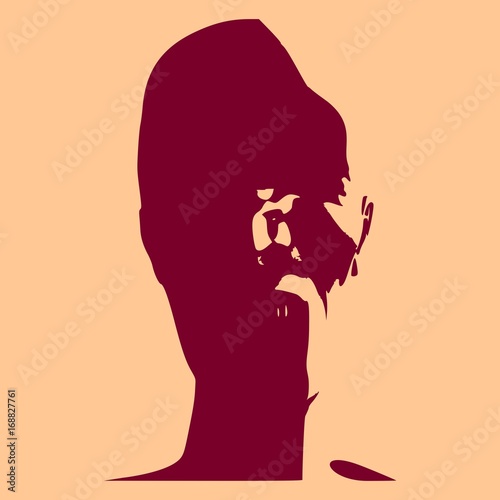 Demonic ugly face. Devil scream character. Demon or monster screaming with in an open mouth as a front view horror face.