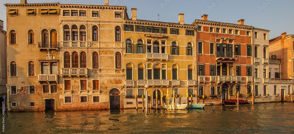 Medieval Buildings on grand canal, Venice