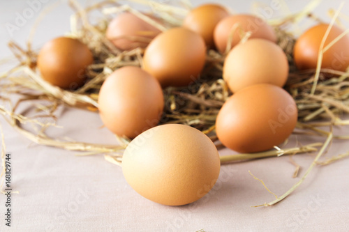 Eggs on hay