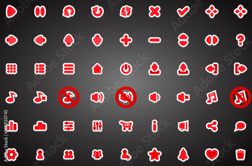 Set of flat game icons in cartoon style